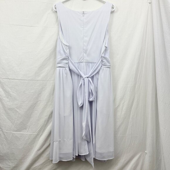 2 Layered Knee Length Dress w/Sash Belt Women 3X White eShakti - Picture 4 of 12